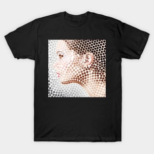 Profile Face Pointillism Dot Artwork T-Shirt